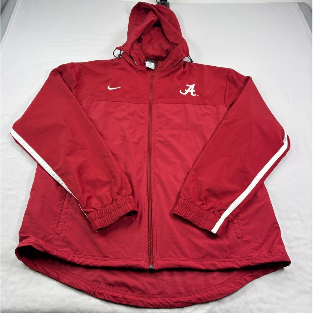 Alabama Crimson Tide Nike Jacket Mens XL Red Windbreaker Full Zip Hooded NCAA